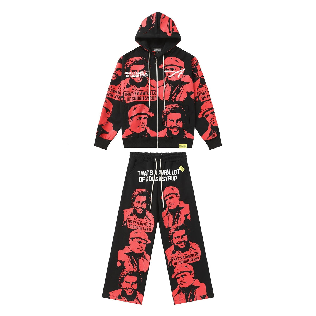 THAT'S A AWFUL LOT OF COUGH SYRUP Star Graphic Zip Hoodie & Pants Matching Set ¡ª front