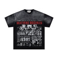 MAJESTIK Washed Black Distressed Graphic T-Shirt ¡ª front