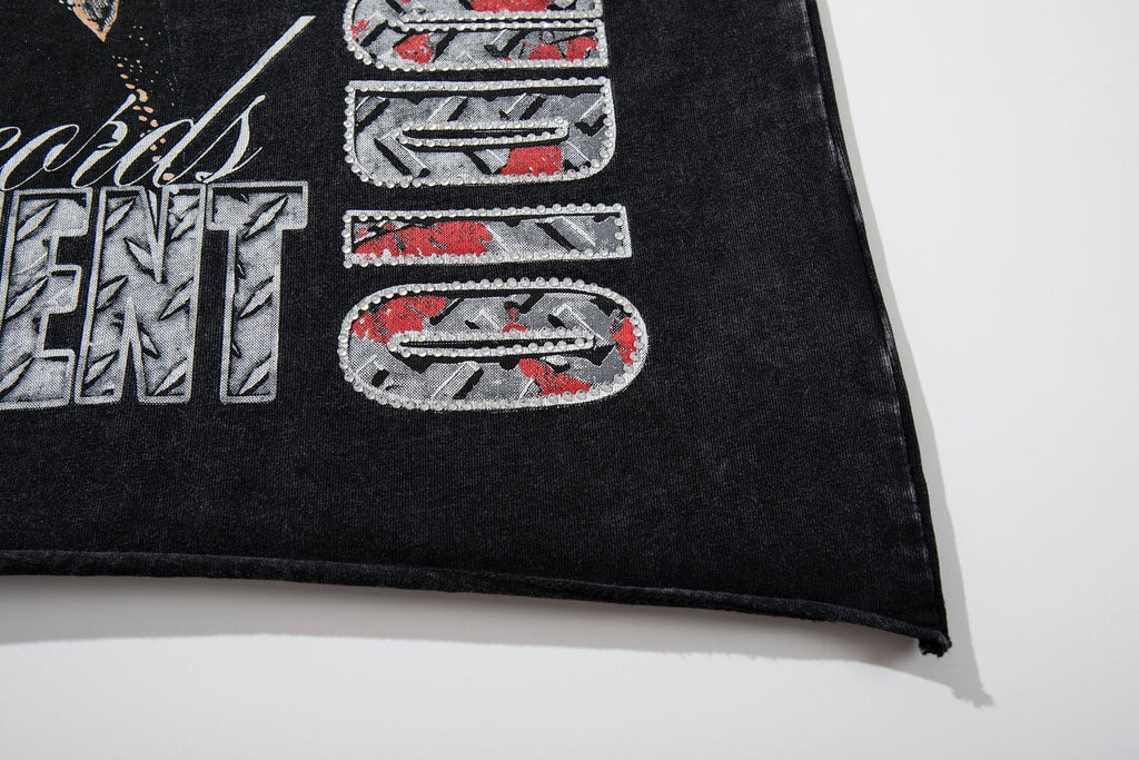 MAJESTIK Washed Black Graphic T-Shirt ¡ª detail