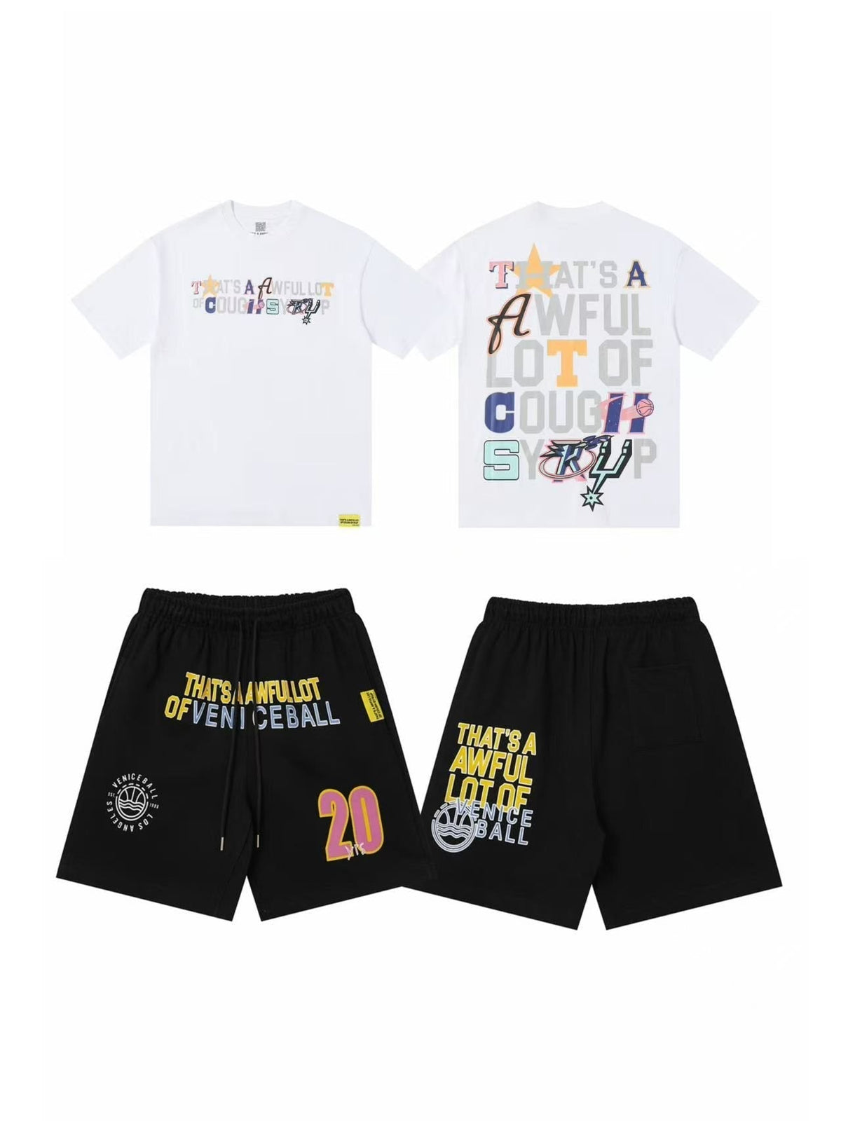 THAT'S A AWFUL LOT OF COUGH SYRUP Text Logo Short-Sleeve Set ¡ª front
