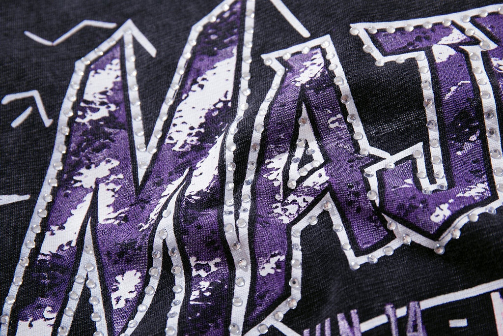 MAJESTIK Washed Rhinestone Graphic T-Shirt ¡ª detail